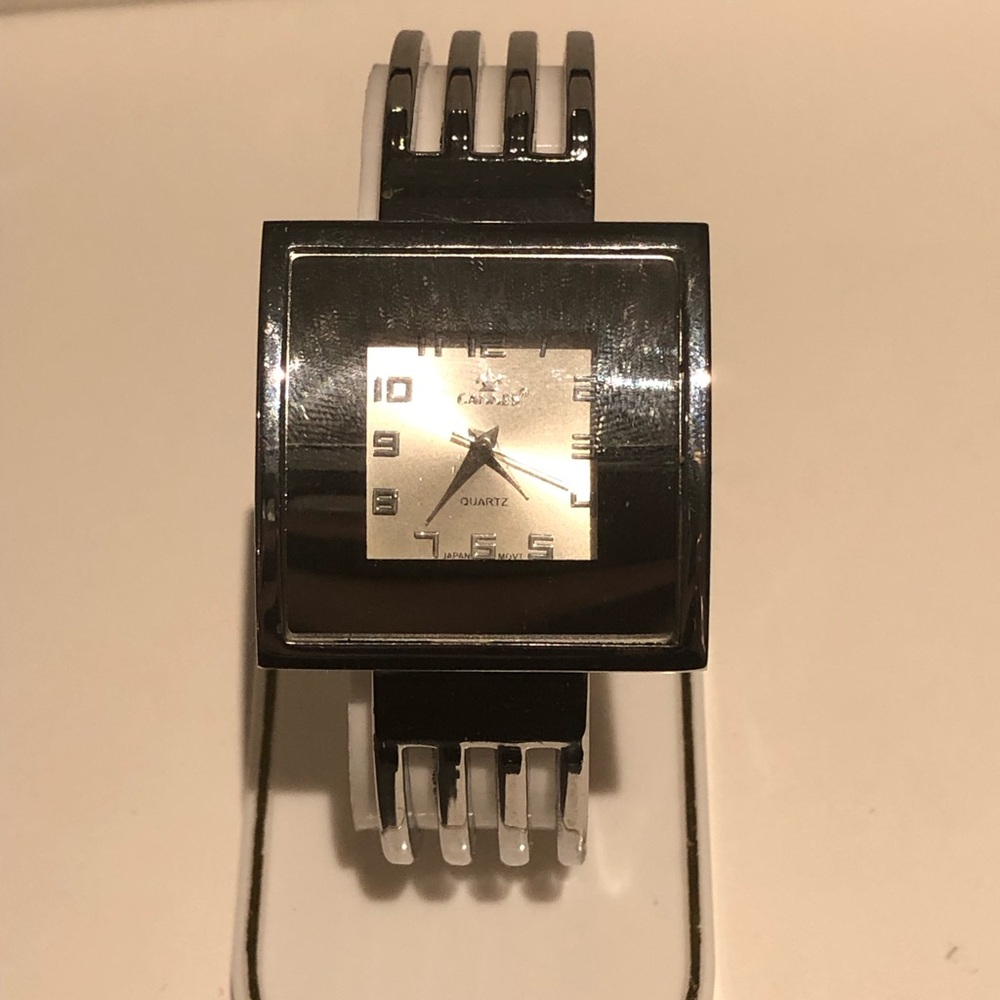 Cannes Silver Stainless Steel Hinged Cuff Watch